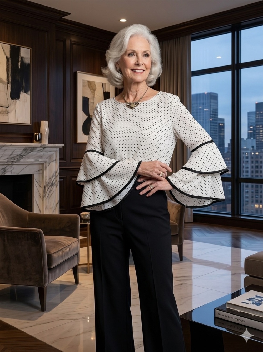 W5 Polka Dot woven Top with great sleeves